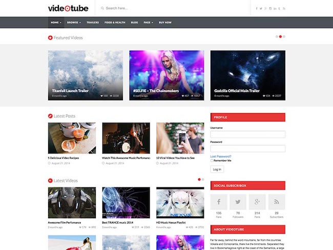 VideoTube A Responsive Video WordPress Theme