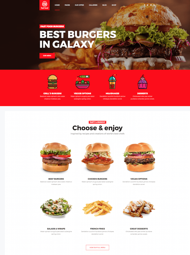 Fast Food WordPress Theme