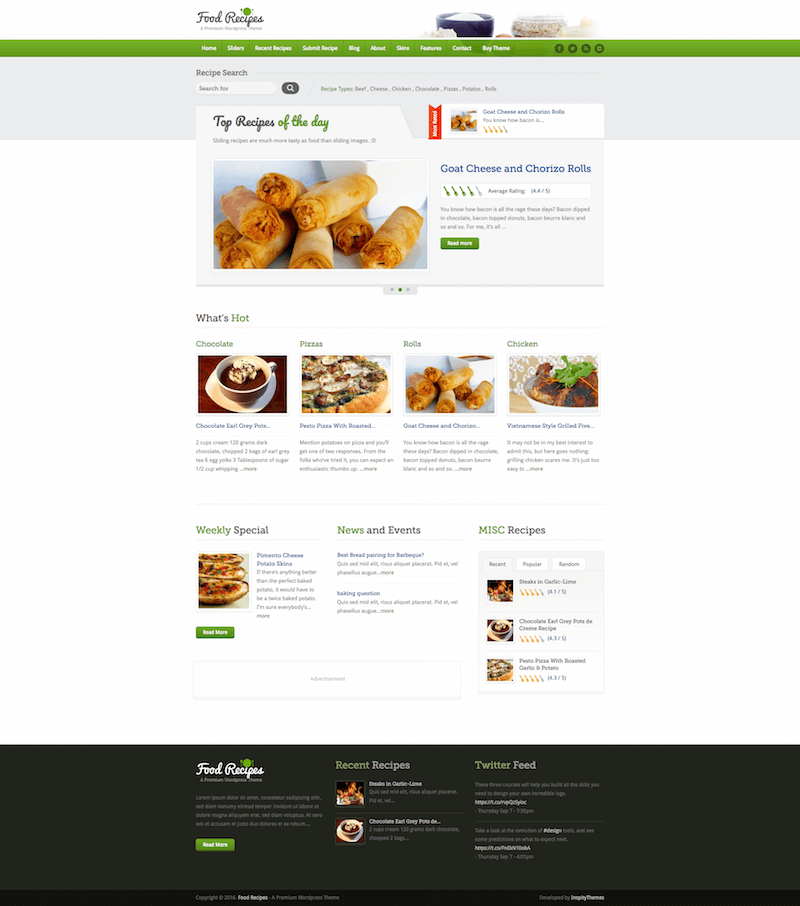 Food Recipes WordPress Themes