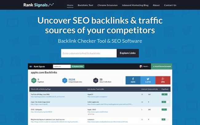 ranksignals backlink checker