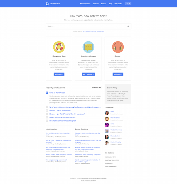 DW Helpdesk Q & A Theme