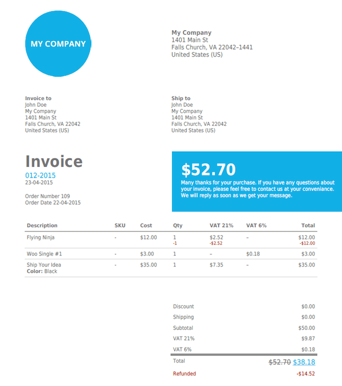 WooCommerce PDF Invoices