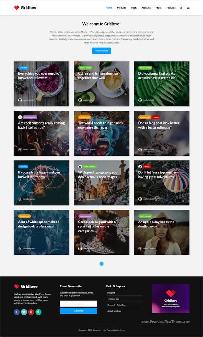 Gridlove Pinterest Style WordPress Theme