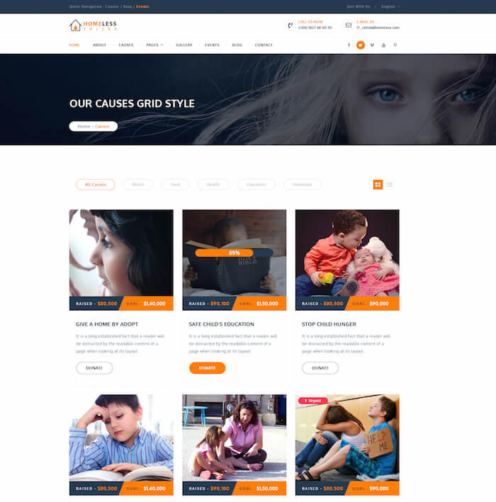 Homeless Childs Charity HTML Template