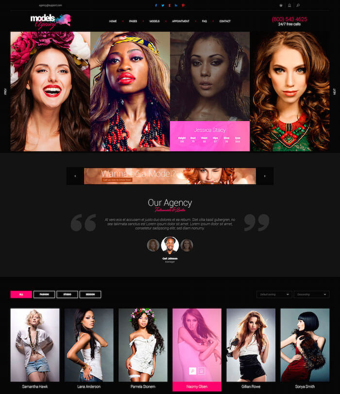 Models Agency WordPress Theme