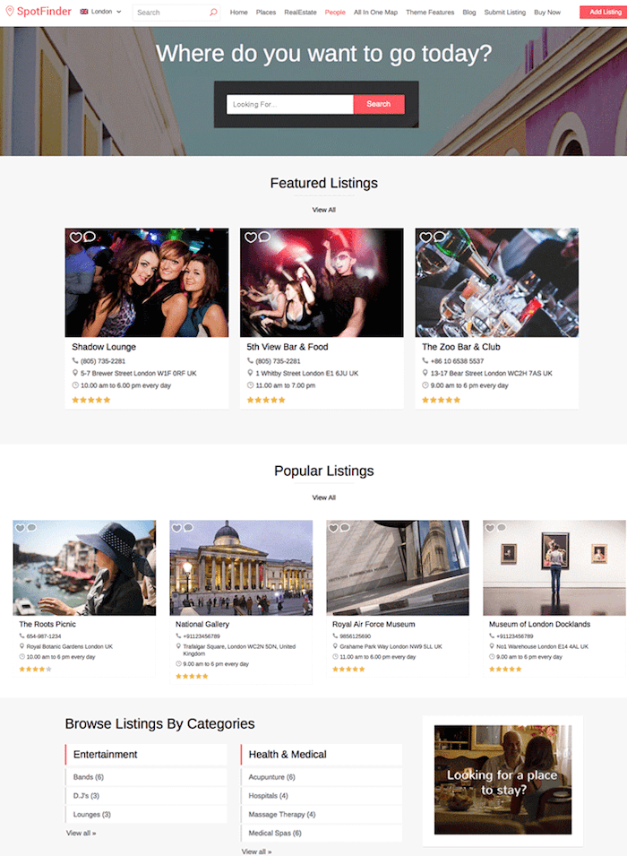 SpotFinder WordPress Theme