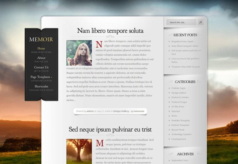 Memoir Tumblog Style WordPress Theme