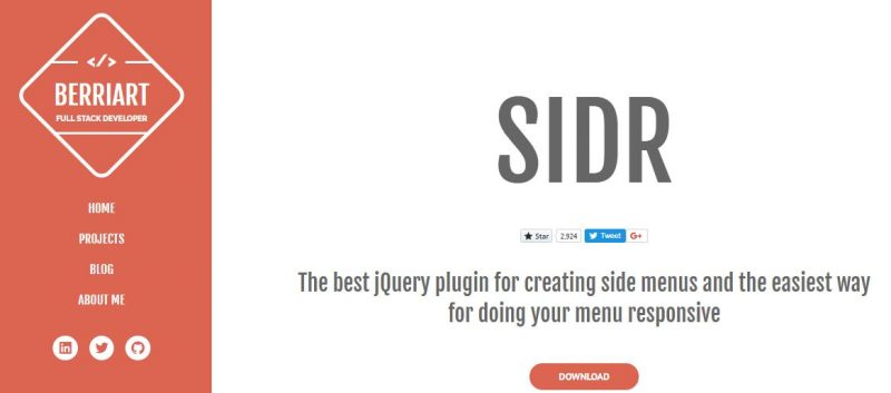 SIDR jQuery menu Plugin