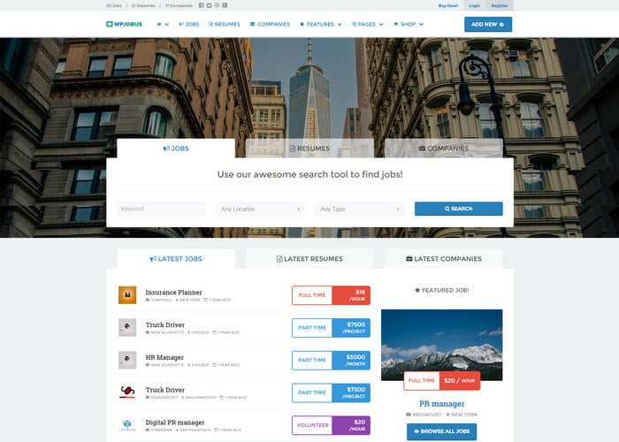 WPJobus - Job Board Resumes WordPress Theme