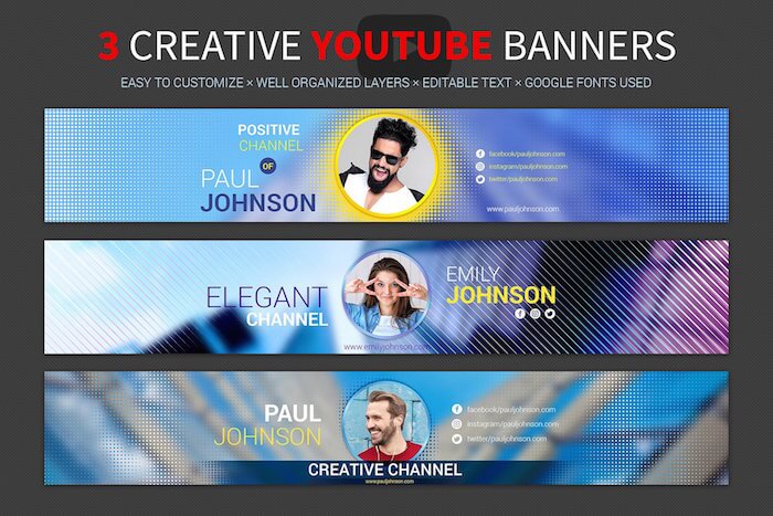 YouTube Banner YouTube Template Canva Editable Banner