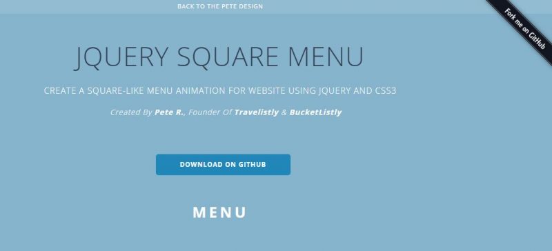 jQuery Square Menu