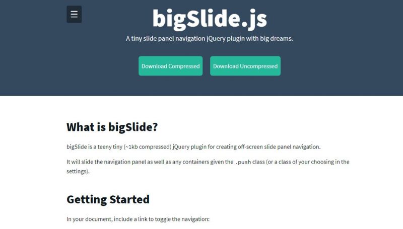 Slide in Panel Navigation Plugin