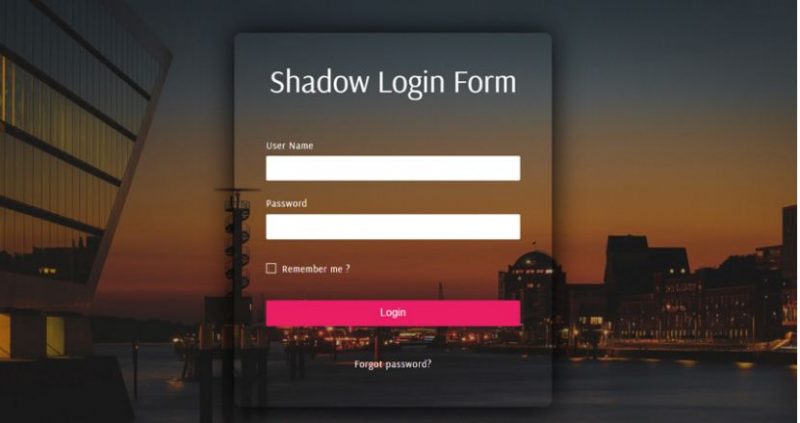 Shadow Login Form