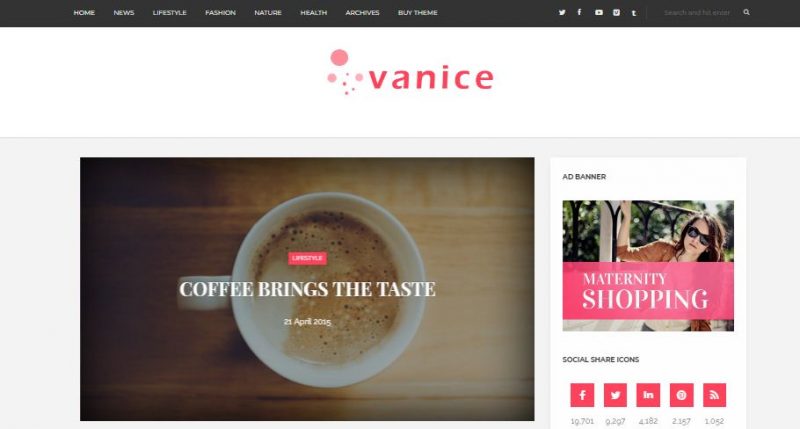 Vanice- Magazine Style Blogger Template