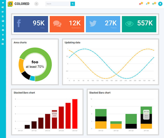 Colored Free Bootstrap Admin Template