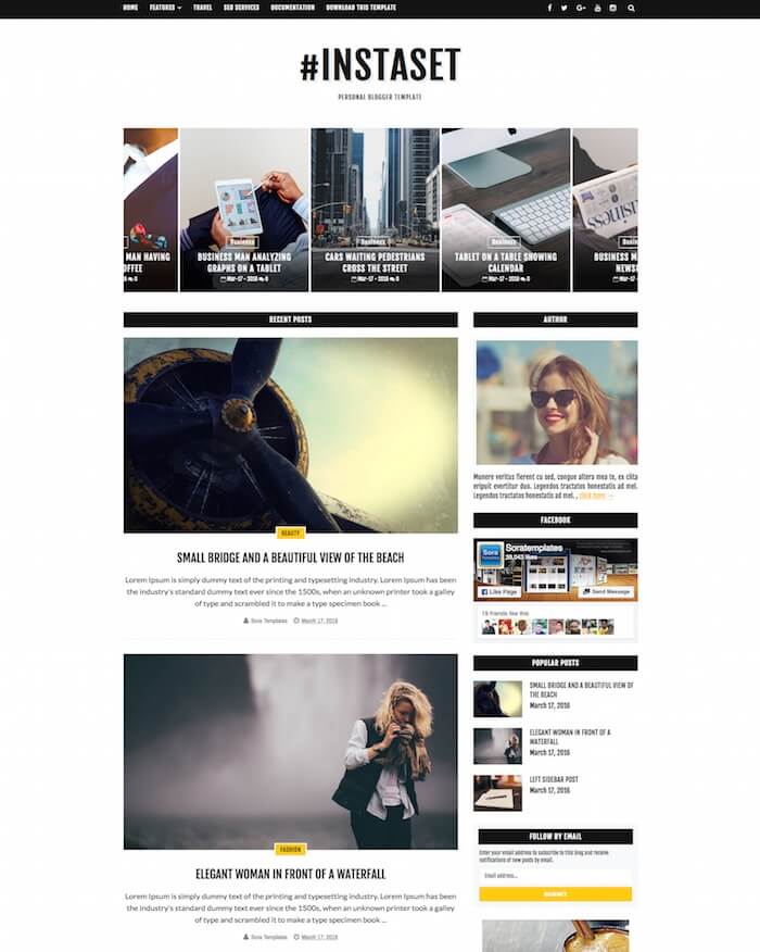 Instaset Blogger Template
