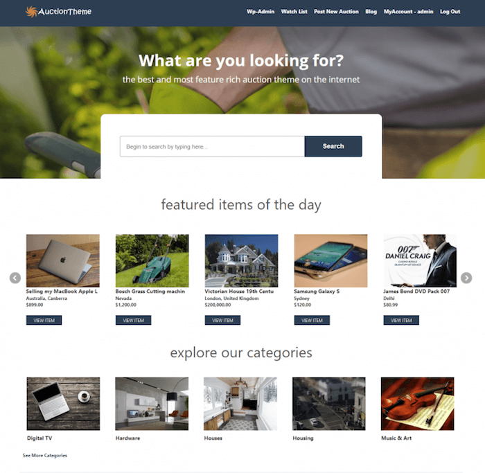 WordPress Auction Theme