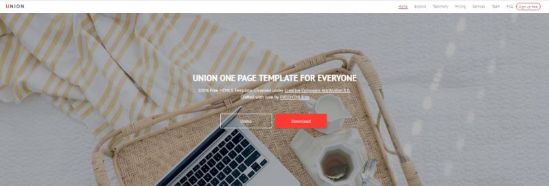 Union HTML Template