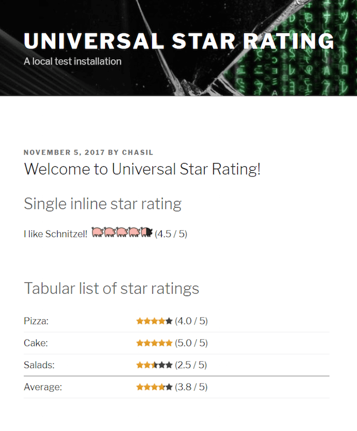 Universal Star Rating