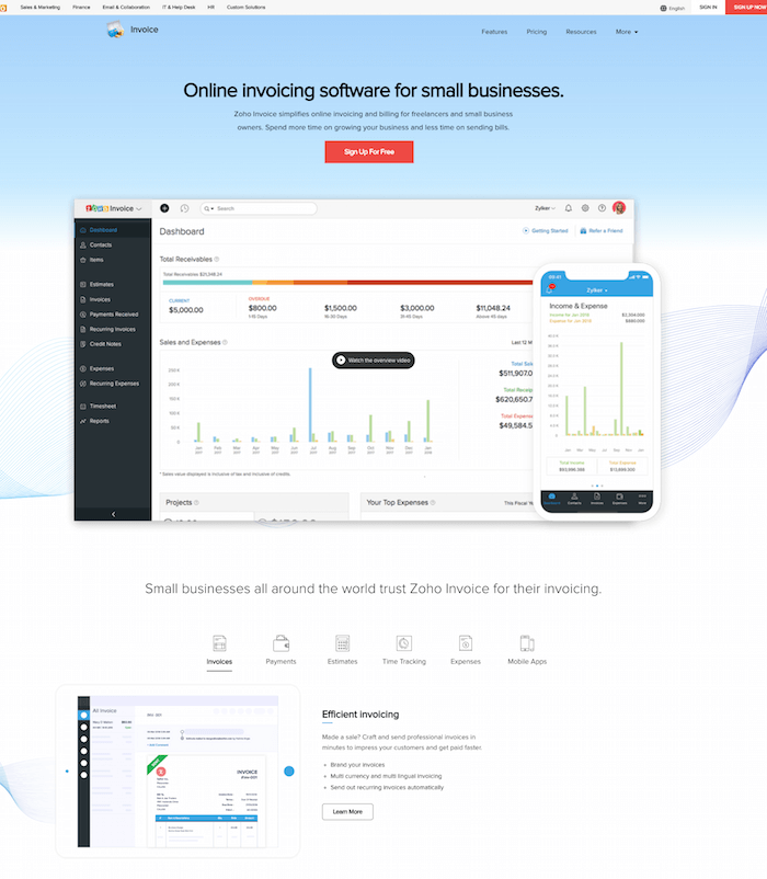 Zoho Invoice Software