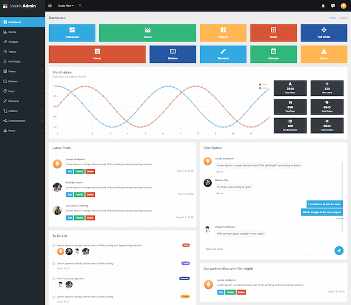 Matrix Free Bootstrap 4 Admin Template