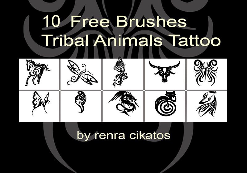 Tribal Animals Tattoo Brushes