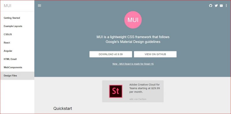 MUI Material Design Framework