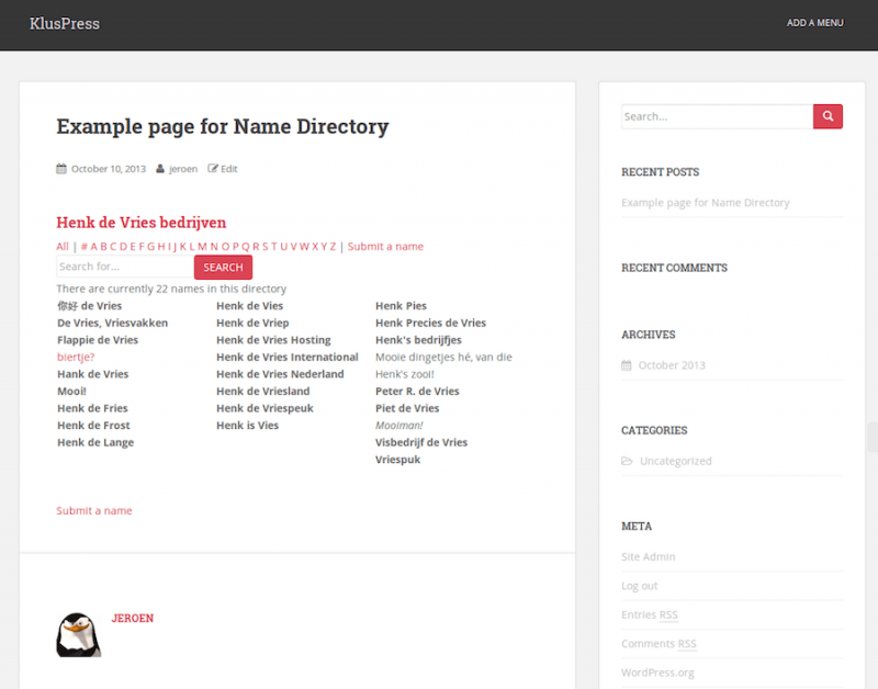 glossary directory plugin