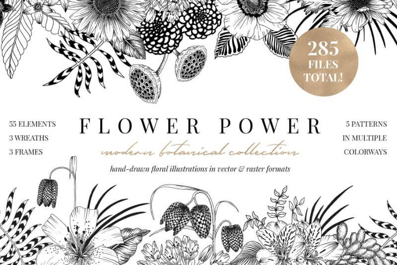 flower power botanical illustrations