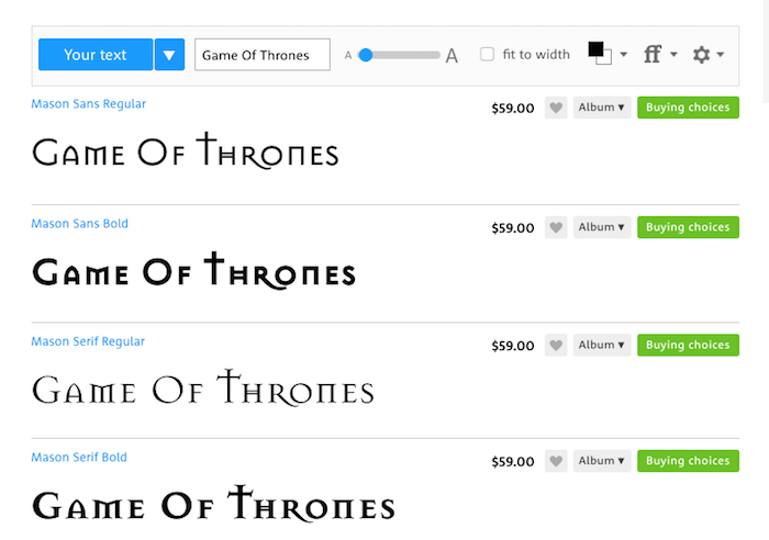 closest ms word font to game of thrones