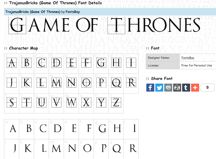 how to make game of thrones font