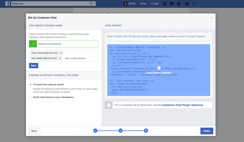 Facebook chat html code