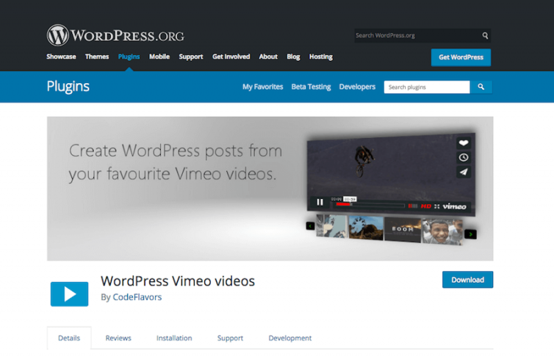 WordPress Vimeo videos
