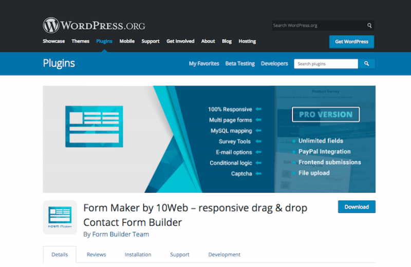 Form Maker by 10Web