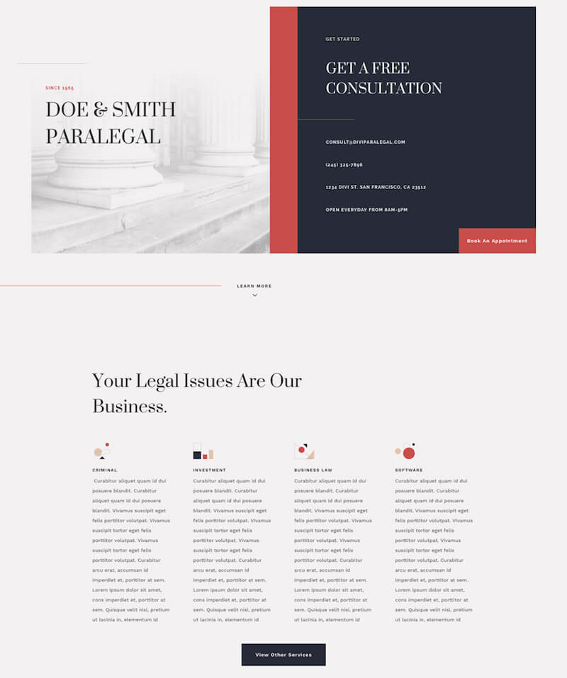 FREE Paralegal Layout Pack for Divi