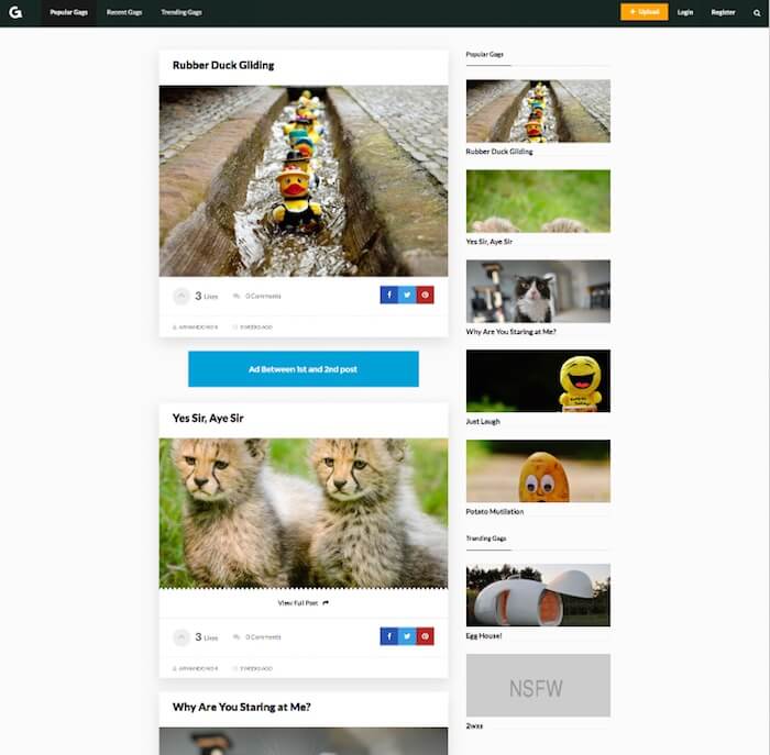Gags Viral Content Sharing Theme