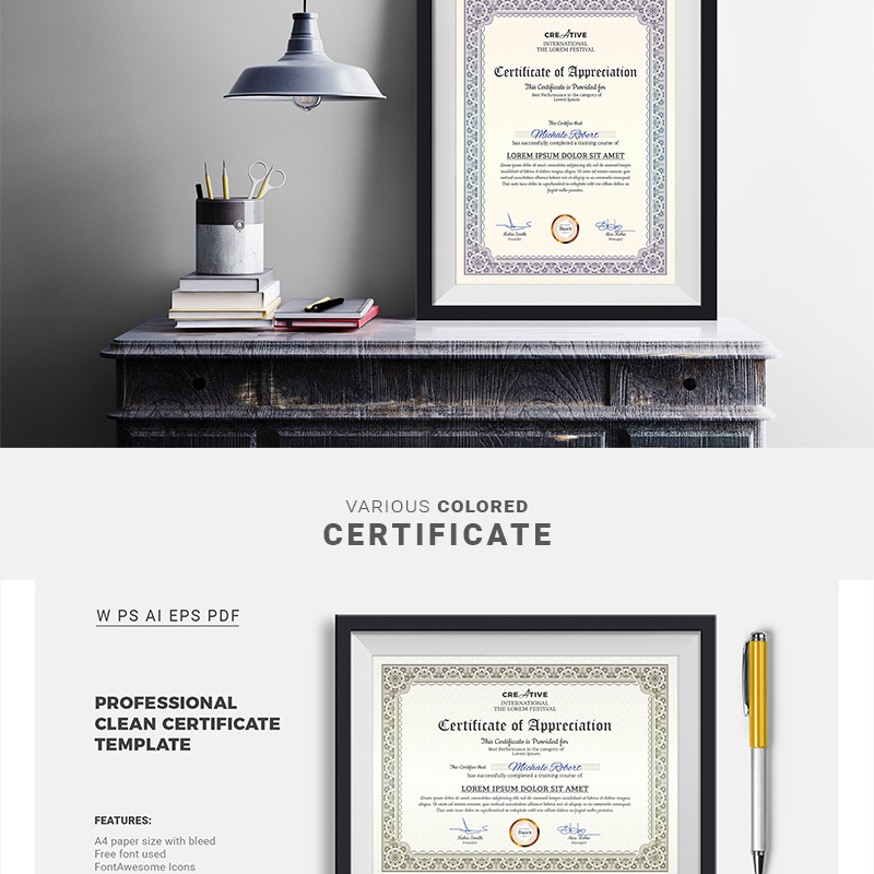 Corporate & Modern Word Multipurpose Certificate Template