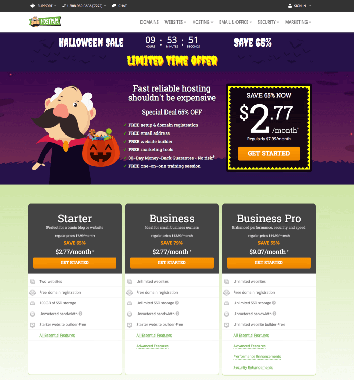 HostPapa Halloween Deal