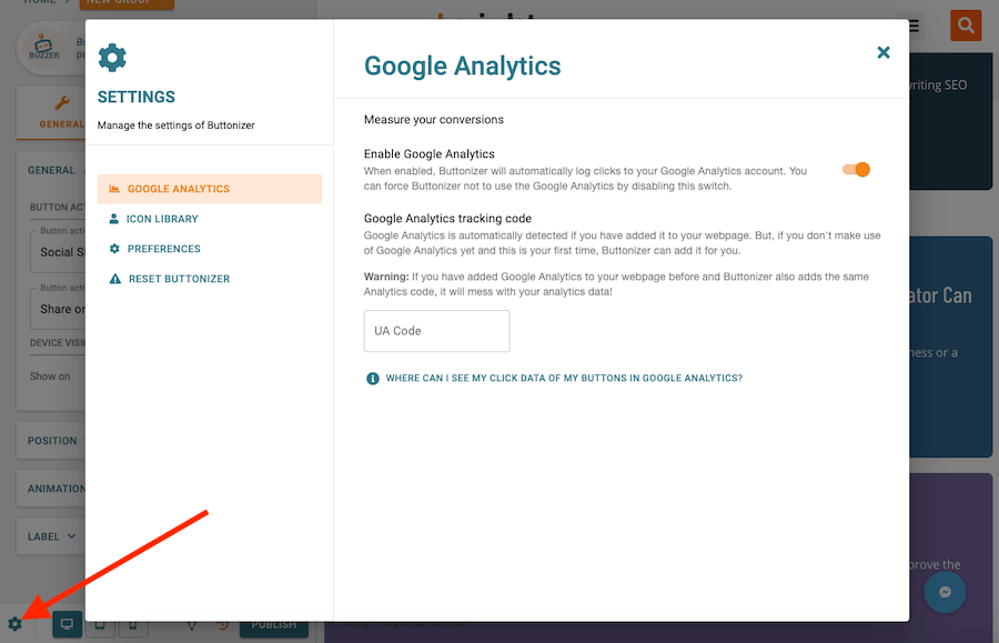 Google Analytics for Buttonizer