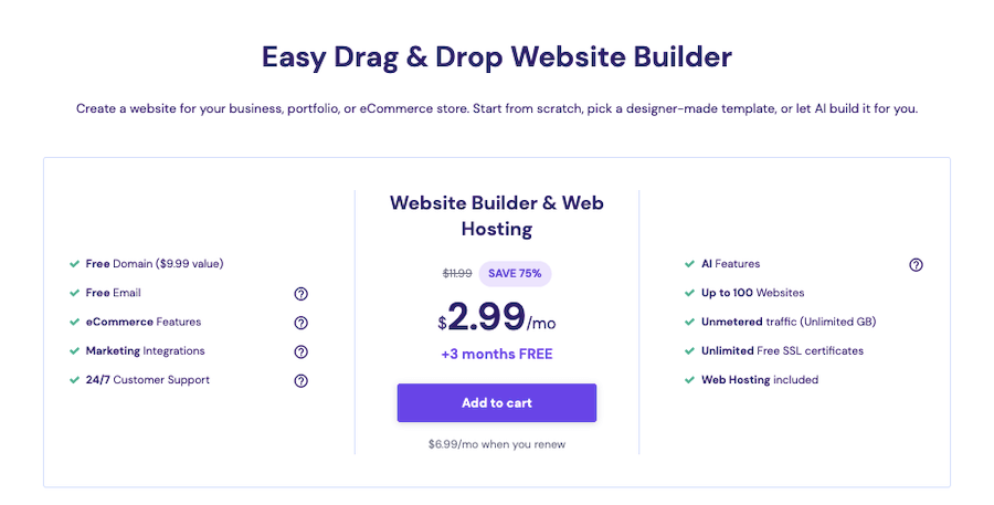 Hostinger Website Builder Price